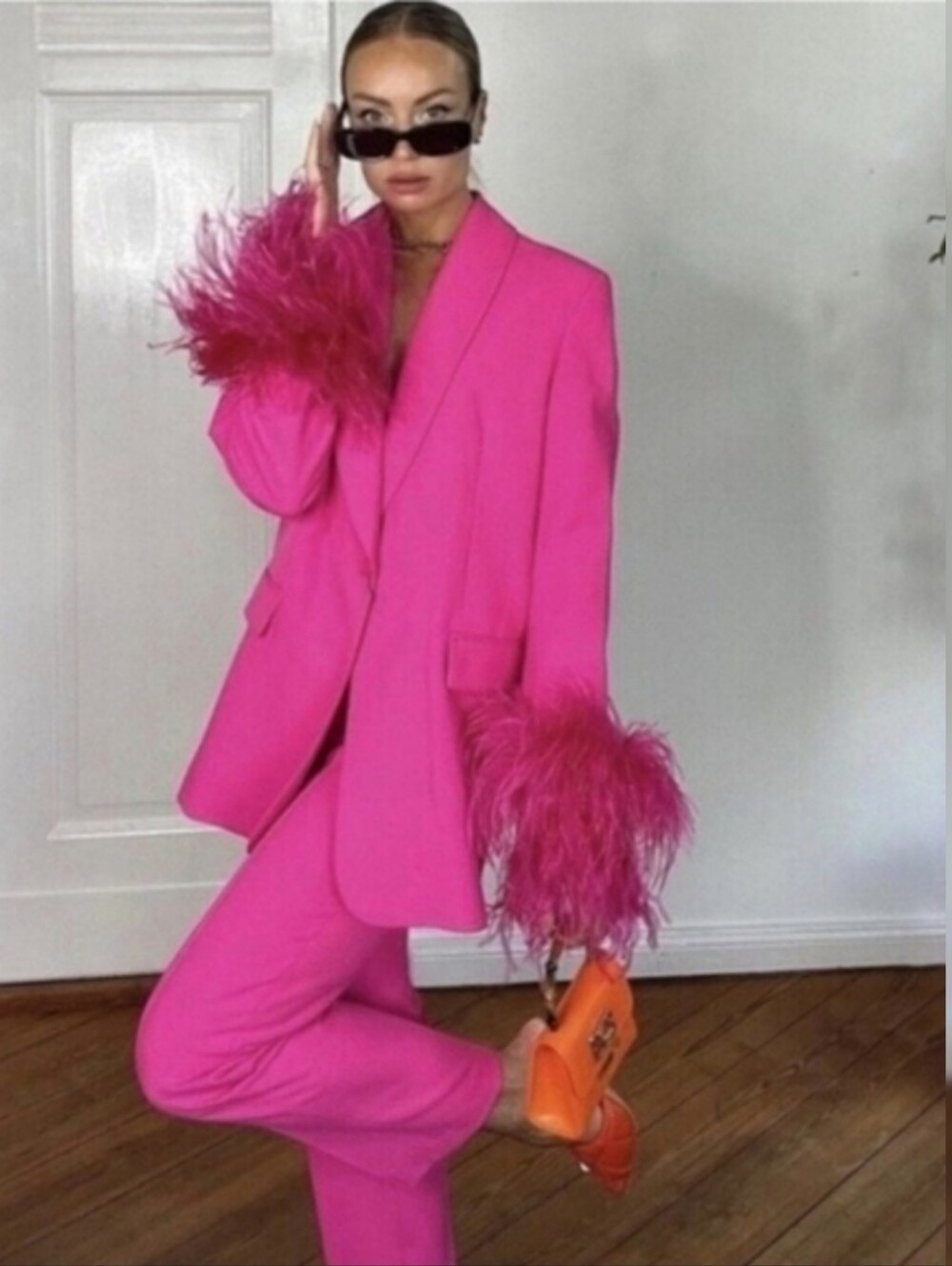 Zara Pink Feather Blazer Size S NWT